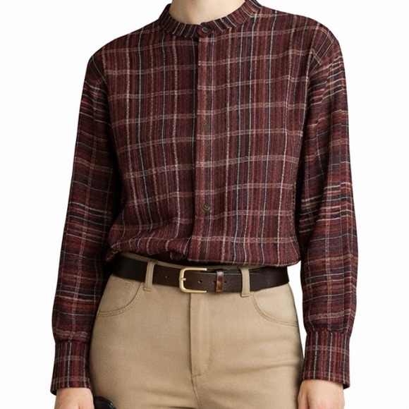 Billy Reid Tops - BILLY REID Plaid Italian Button Top Heritage Equestrian Academia Viscose Size XS